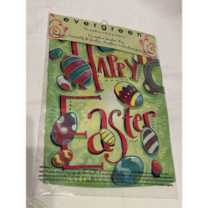 New Evergreen Garden Flag Happy Easter Eggs Decorative 12.5 x 18" Suede